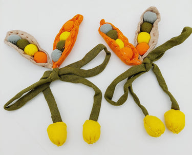 Hand Embroidered Peas in a Pod Applique, Peach Embroidery, Seed Pod Applique